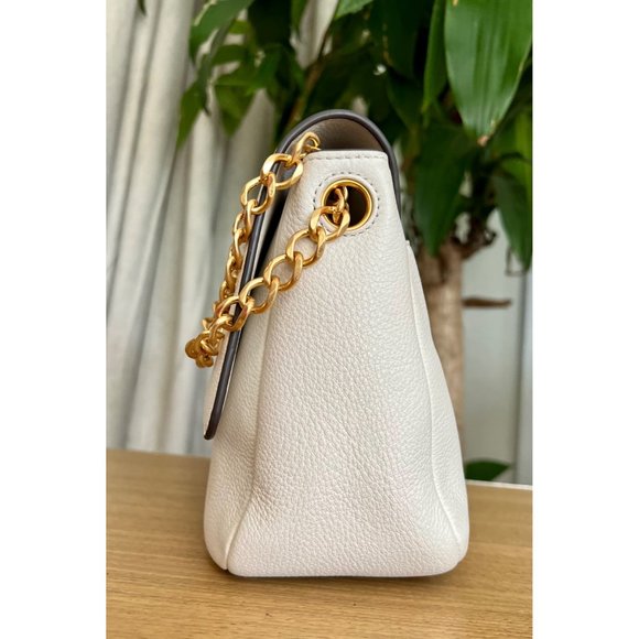 ♦️♦️AUTHENTIC TORY BURCH WHITE LEATHER CHELSA HANDBAG - Picture 4 of 14